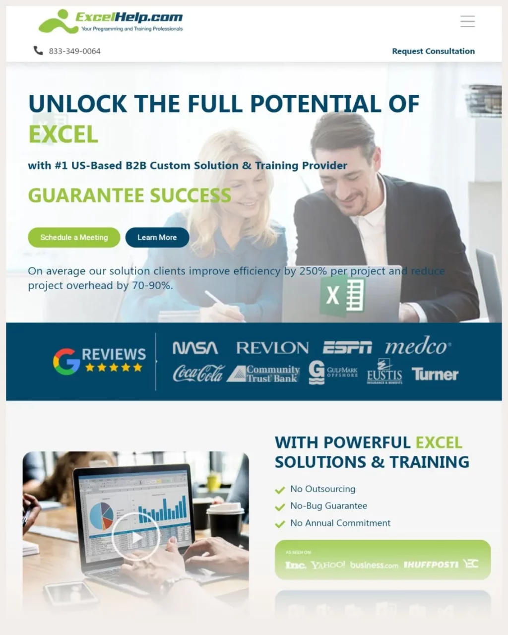 Screenshot of excel consulting website