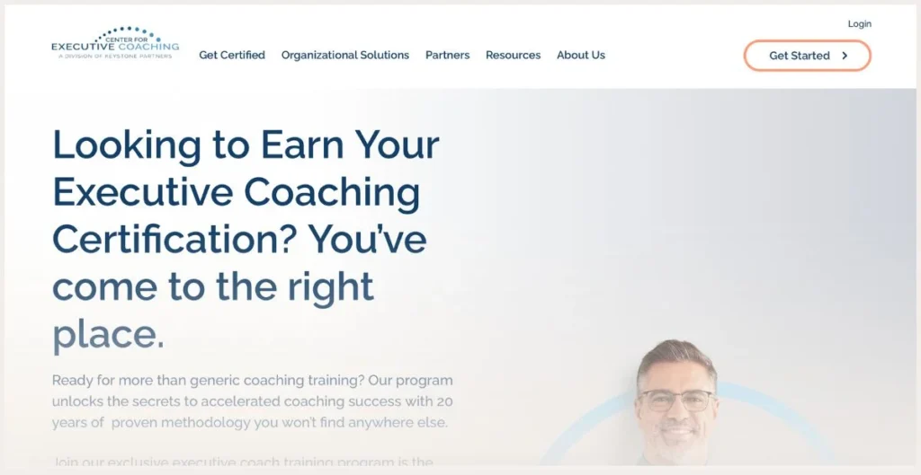 Executive coaching certification program webpage