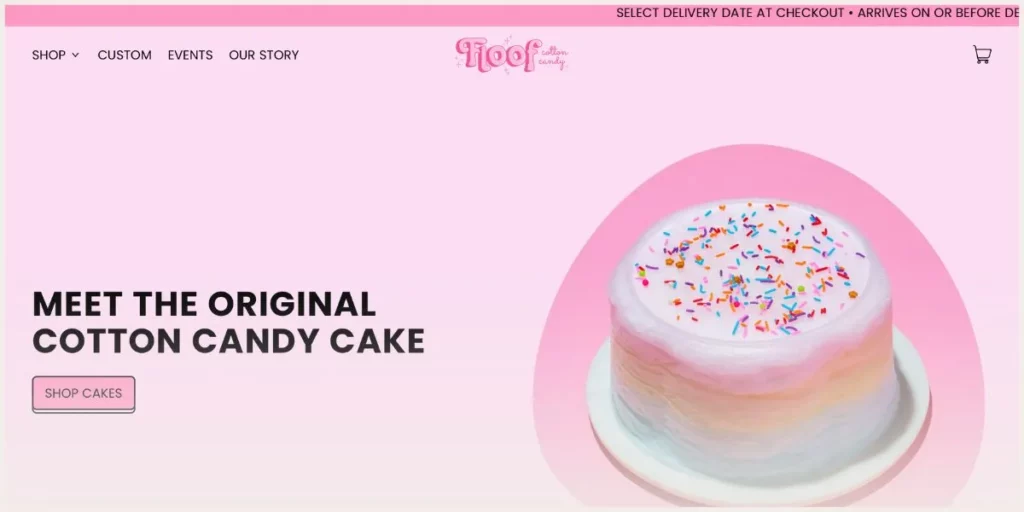 Screenshot of floof cotton candy website
