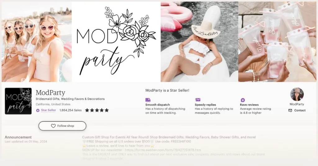 Screenshot of Mod Party page