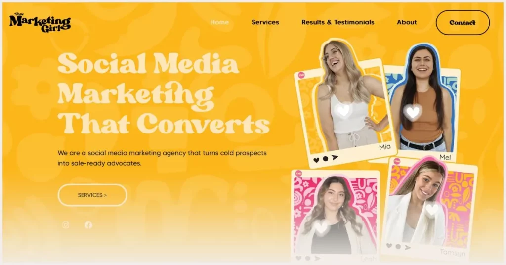 Screenshot of The Marketing Girl website